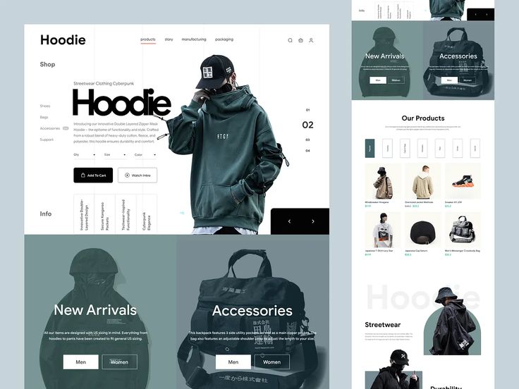 Modern e-commerce website example - Hoodie streetwear store